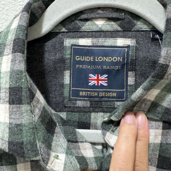 NWT Guide London Shirt Men's M Button Up Shirt Long Sleeve Flannel Plaid Green - Picture 2 of 9